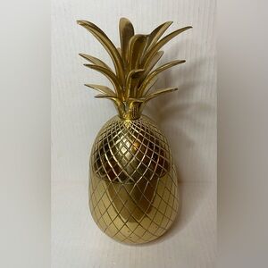 Large Brass Pineapple Pina Colada Cup Jar Trinket Canister Candle Holder 10”